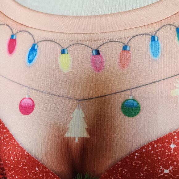 Sexy Santa Womens Sweatshirt XL Red Long Sleeve Cleavage Funny Contest Winner - Picture 2 of 4